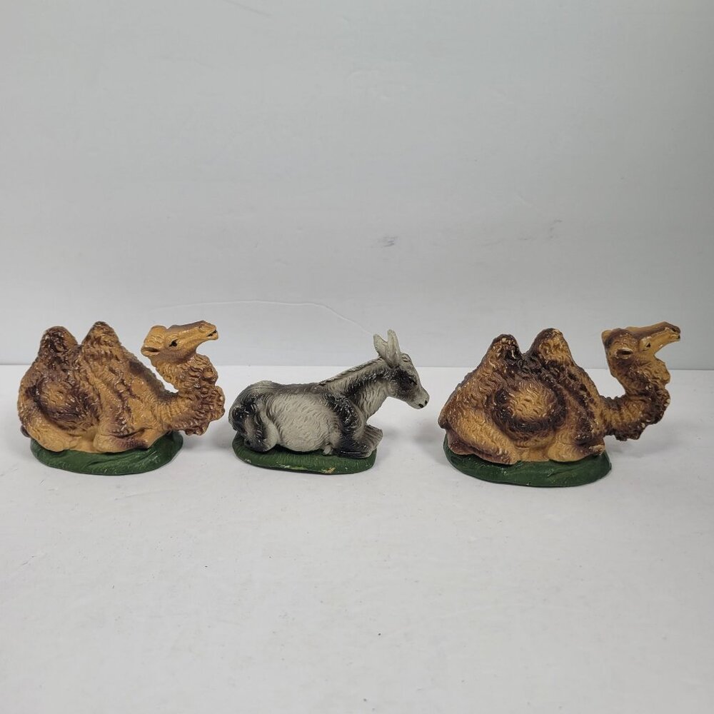 Vintage Italy Chalkware Nativity Set 1950's Replacement Figures Painted Set of 3